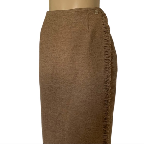 Wool Southwestern Vintage Style Fringe Front Wrap Full Skirt Pocketed - Picture 2 of 12